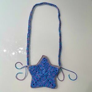 Handcrafted Crochet Star-Shaped Mini Bag - Blue and Purple